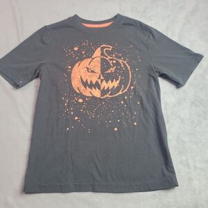 Halloween‎ Shirt Boys 8 Black Jack O Lantern Trick Or Treat Pumpkin Short Sleeve